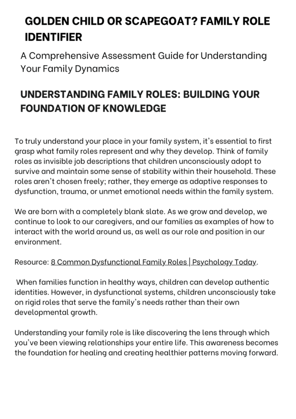 GOLDEN CHILD OR SCAPEGOAT? FAMILY ROLE IDENTIFIER Checklist - Image 2