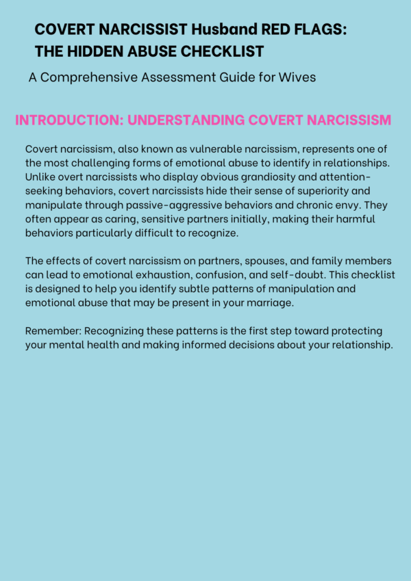 Covert Narcisssitic Husband Checklist - Image 2