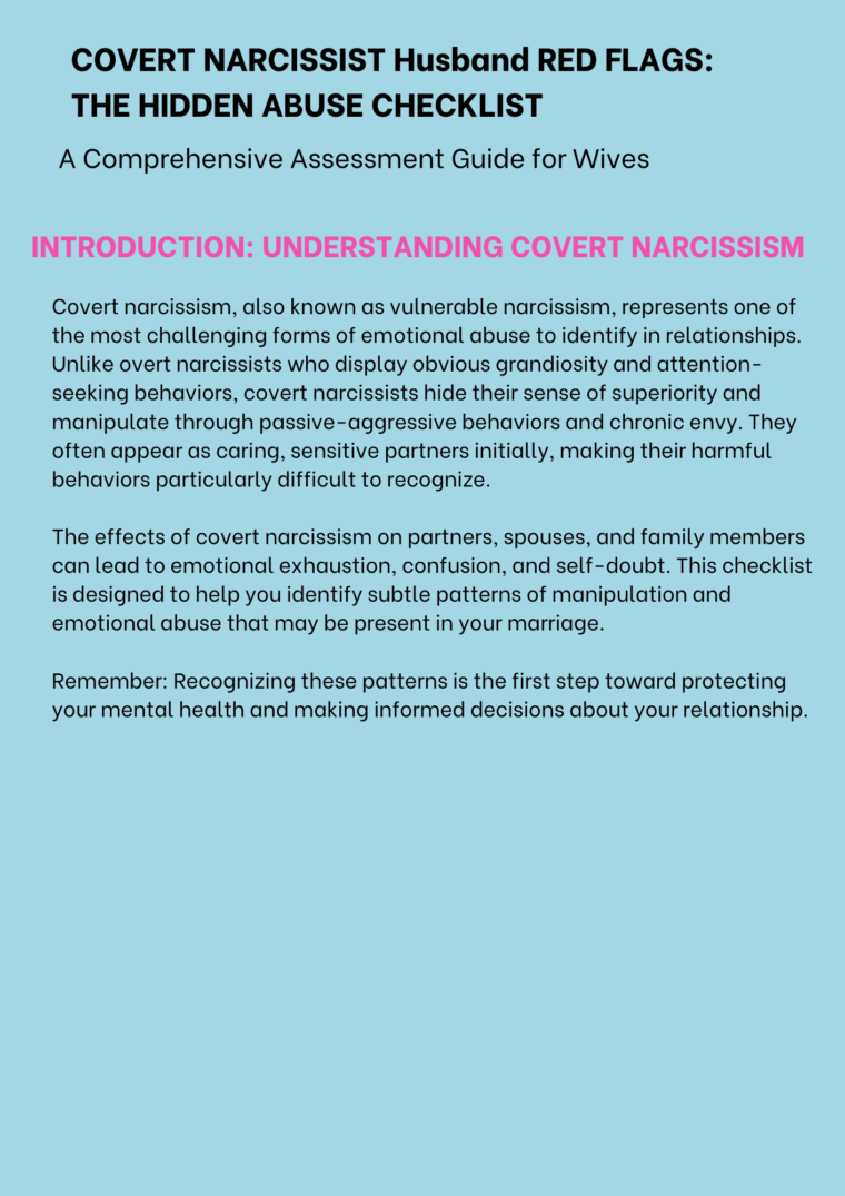 Covert Narcisssitic Husband Checklist - Image 2