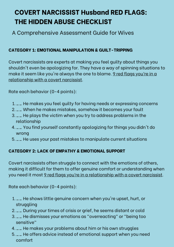 Covert Narcisssitic Husband Checklist - Image 3