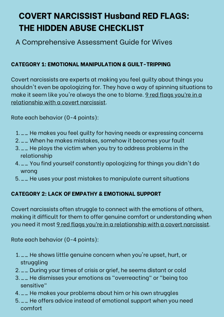 Covert Narcisssitic Husband Checklist - Image 3