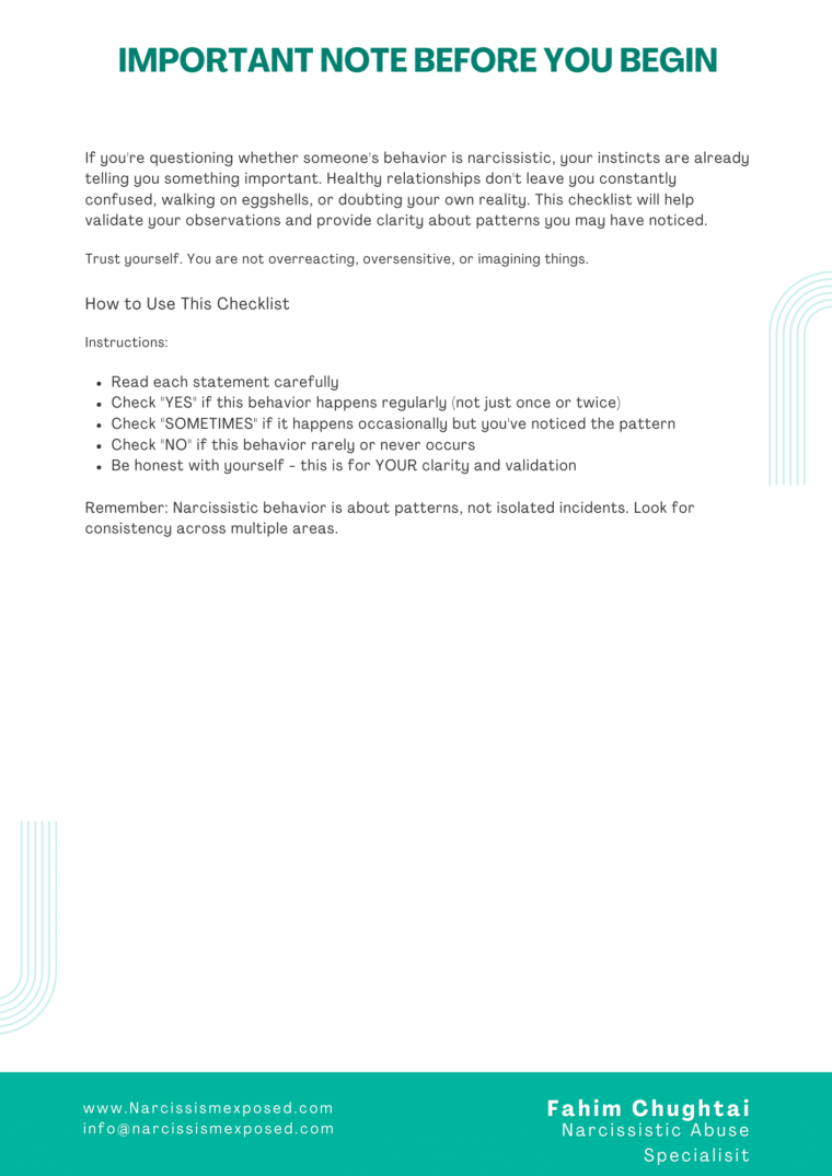 Narcissistic Abuse Checklist