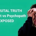 Are narcissist psychopaths comparison image showing distressed man holding head with text 'The Brutal Truth Narcissist vs Psychopath Exposed' on green background