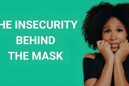 Are narcissist insecure featured image showing woman displaying insecurity with text the insecurity behind the mask