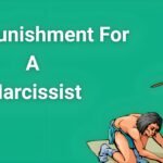 llustration of a narcissist being punished by an ancient figure with a stick, symbolizing the concept of 'Best Punishment for a Narcissist' on a green background.
