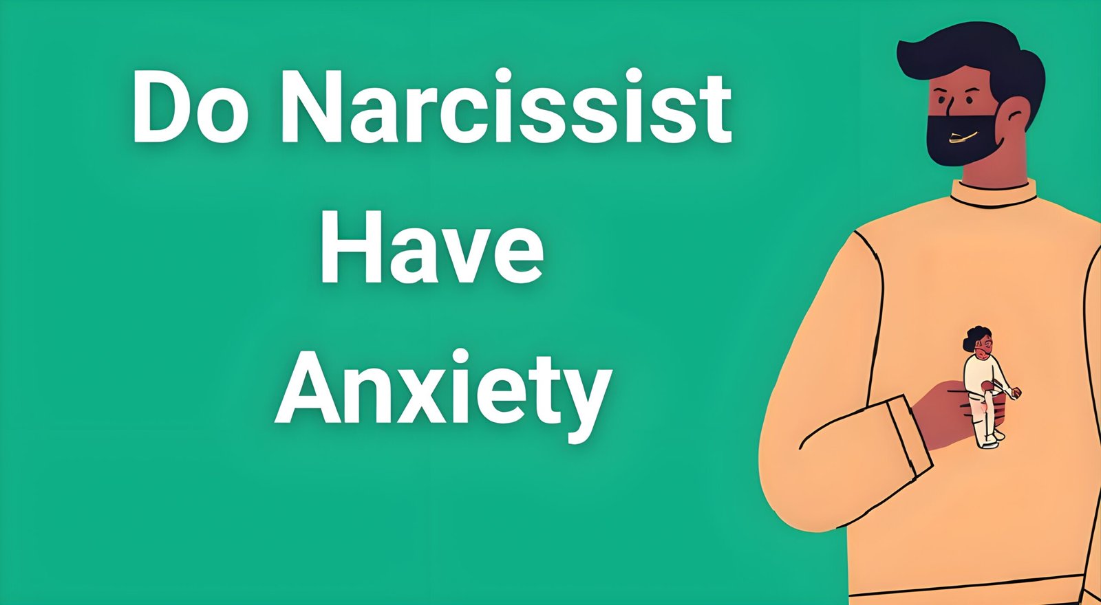 Person wearing mask showing confident expression while shadow shows anxious figure representing narcissist anxiety connection"