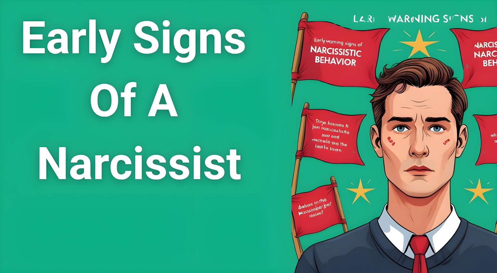 Early warning signs of narcissistic behavior red flags illustration"