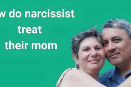 How do narcissist treat their mom - Adult son and mother embracing showing public facade versus private manipulation