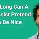 "How long can a narcissist pretend to be nice - Charming man with fake smile showing deceptive facade narcissists maintain
