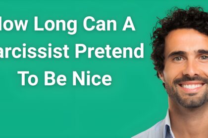 "How long can a narcissist pretend to be nice - Charming man with fake smile showing deceptive facade narcissists maintain