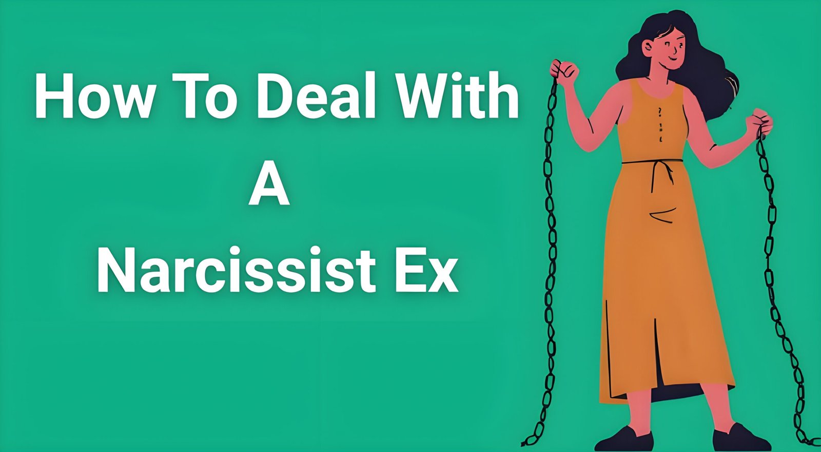 Woman breaking free from chains representing how to deal with a narcissist ex and overcome trauma bonding