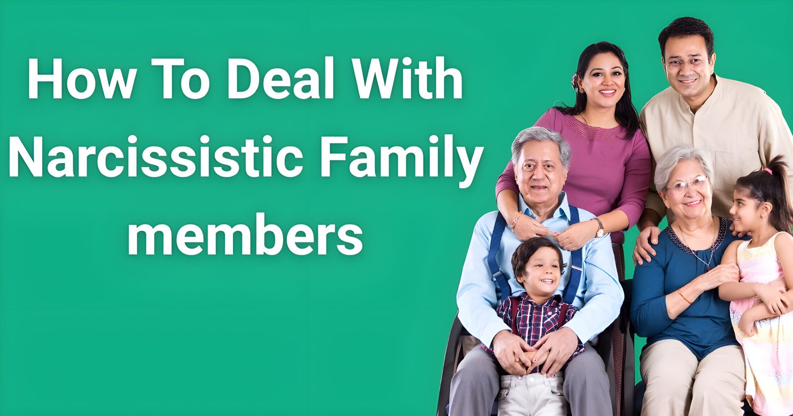 How to deal with narcissistic family members - Multi-generational family portrait showing hidden dysfunction behind perfect family facade