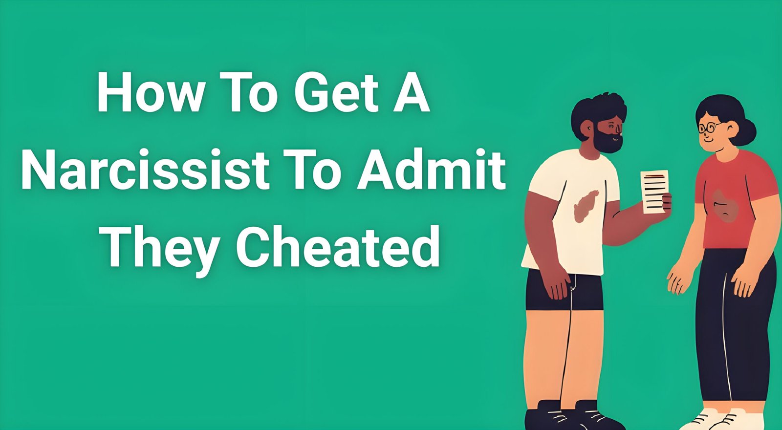 Person confronting narcissistic partner about cheating with evidence and calm demeanor