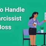 Professional woman confidently handling difficult workplace situation with narcissistic boss - workplace survival strategies