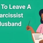 Woman planning escape route from narcissistic marriage with documents and support resources