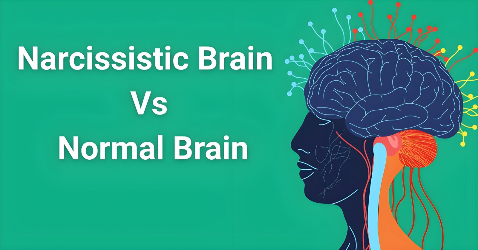 Narcissistic brain vs normal brain illustrated with neural pathways showing structural differences in empathy center