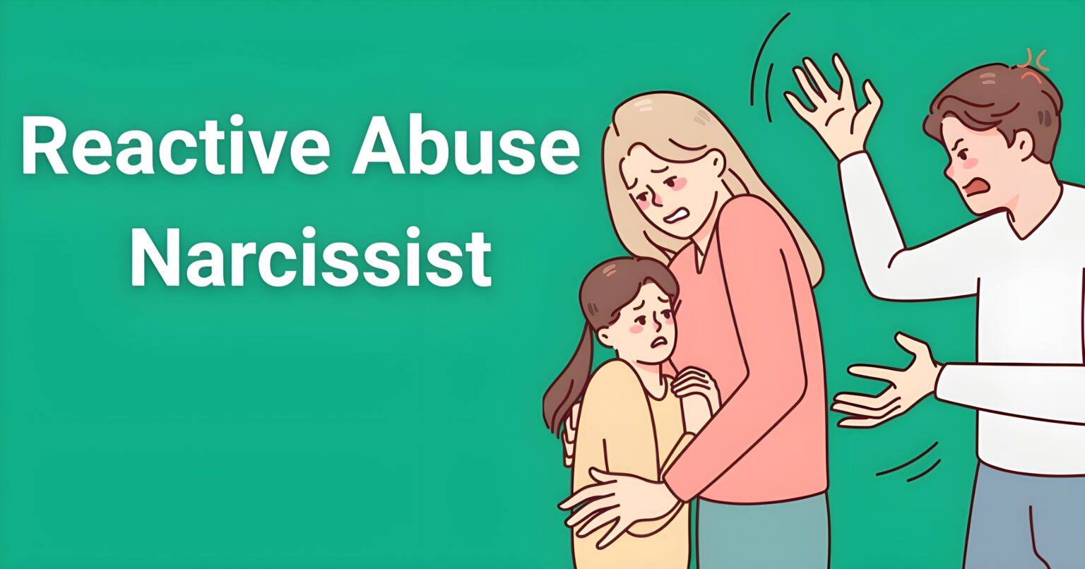 Reactive Abuse Narcissist - illustration showing person reacting emotionally while others appear distressed from manipulation tactics