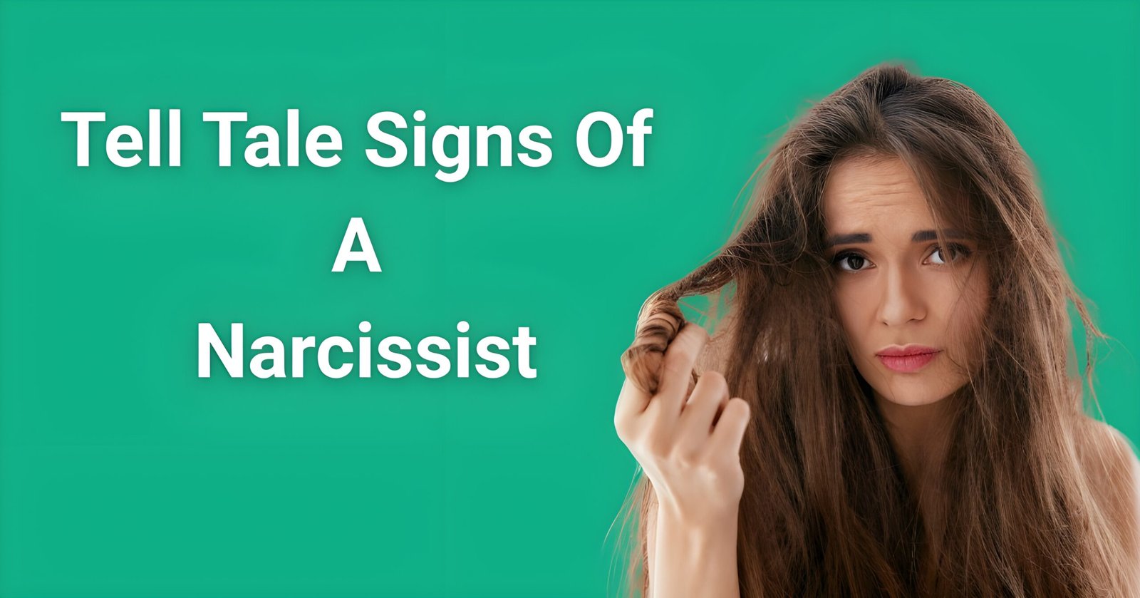 Tell tale signs of a narcissist - concerned woman recognizing warning signs and red flags in relationships