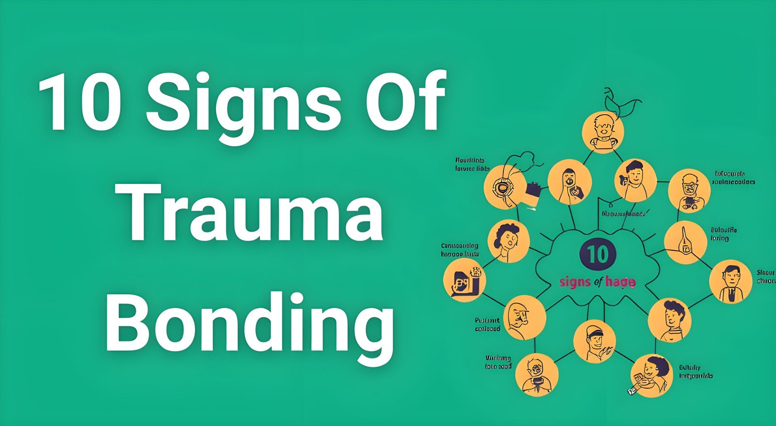 10 signs of trauma bonding infographic showing warning signs and red flags in toxic relationships