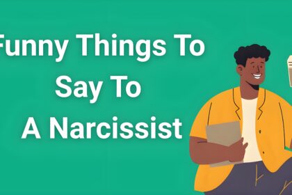 "Person confidently responding to narcissistic behavior with witty comeback"