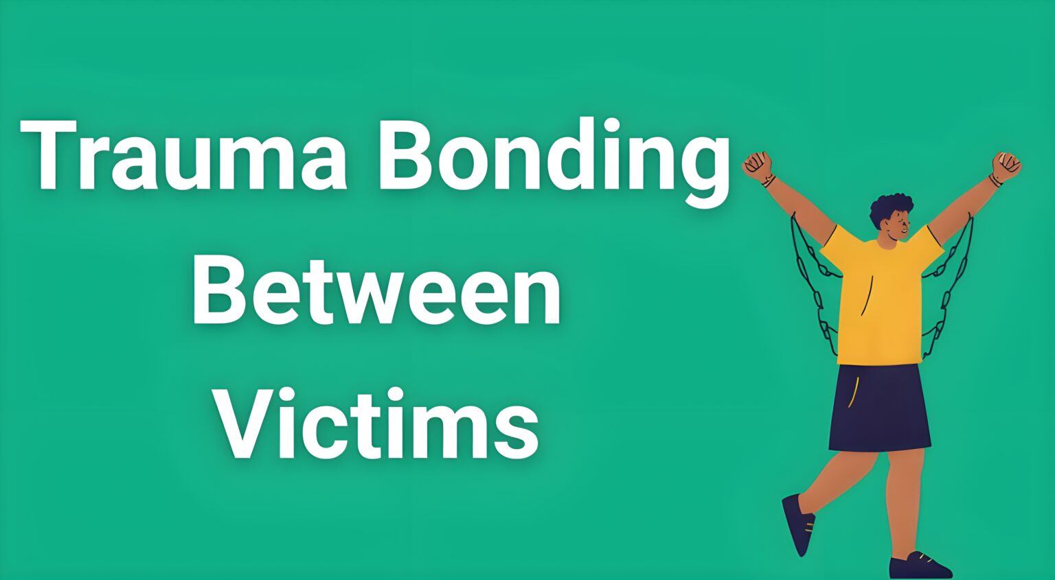 Person breaking free from invisible chains representing trauma bonding between victims recovery journey