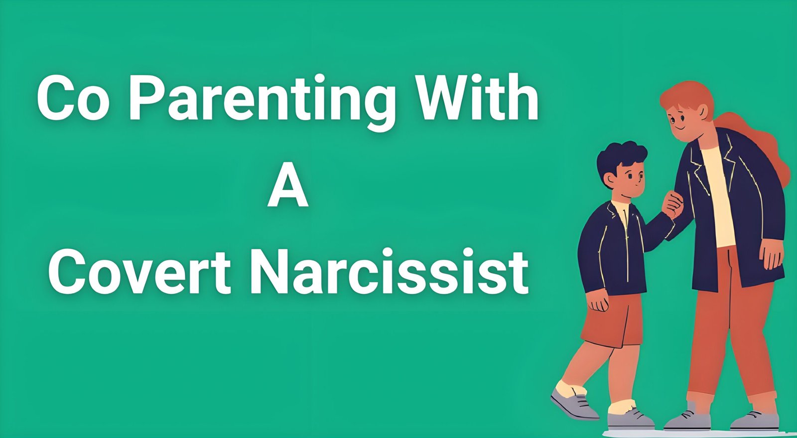 Parent protecting child from covert narcissist manipulation during co-parenting exchange