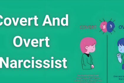 Infographic showing the key differences between covert and overt narcissist behaviors and manipulation tactics