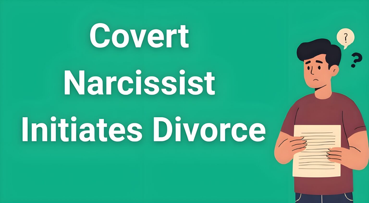Person looking confused reading divorce papers with subtle manipulation symbols in background