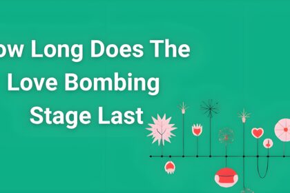 Timeline infographic showing love bombing duration stages from idealization to devaluation in narcissistic relationships