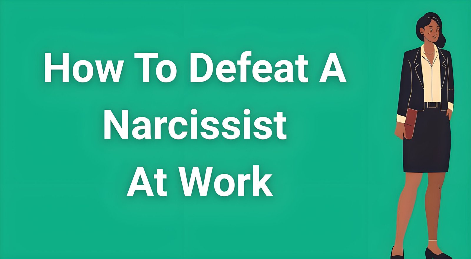 Professional woman confidently standing in office setting representing how to defeat a narcissist at work through strategic positioning
