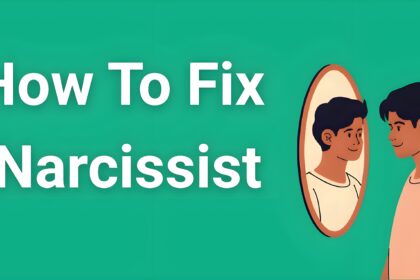 person looking in mirror with reflection showing different personality traits, representing narcissistic self-awareness and change