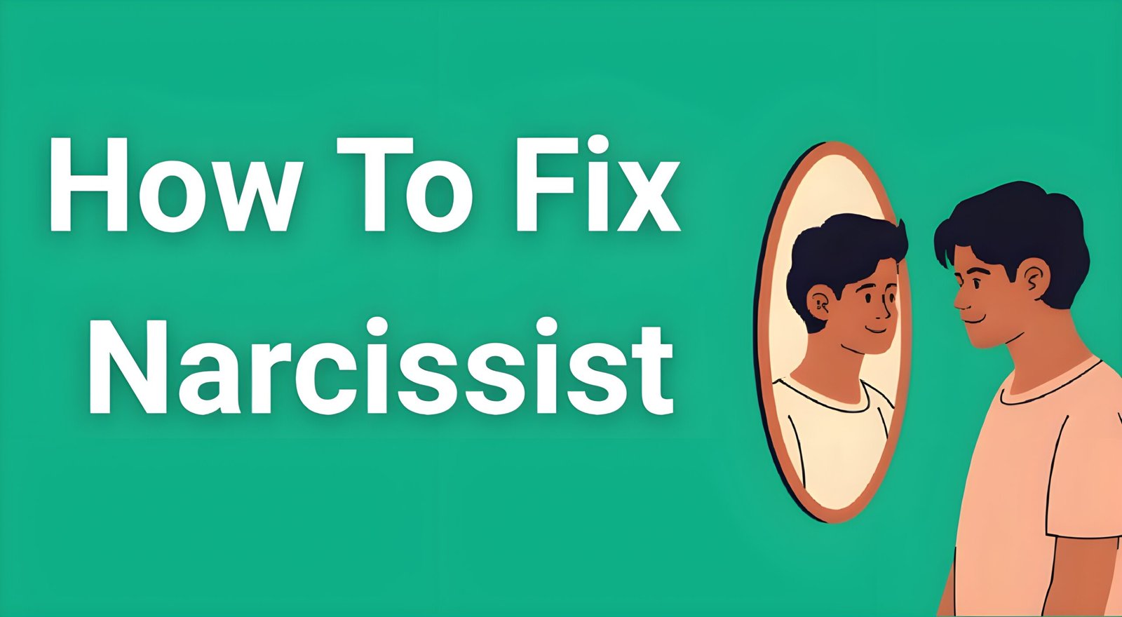 person looking in mirror with reflection showing different personality traits, representing narcissistic self-awareness and change