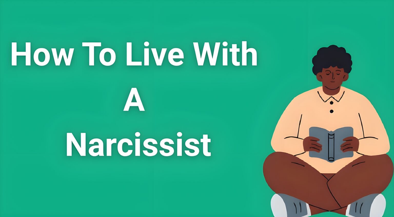 Person sitting peacefully reading a book, representing maintaining inner calm while learning how to live with a narcissist
