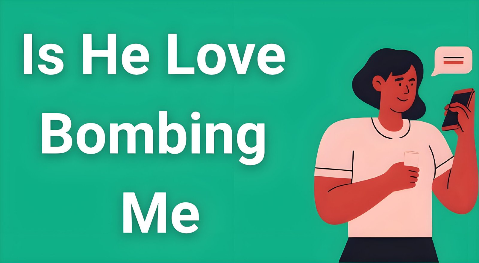 Woman looking concerned while reading text messages on phone, questioning if she's being love bombed