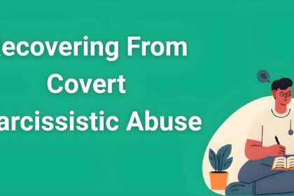 Person journaling and healing while recovering from covert narcissistic abuse in peaceful therapy setting