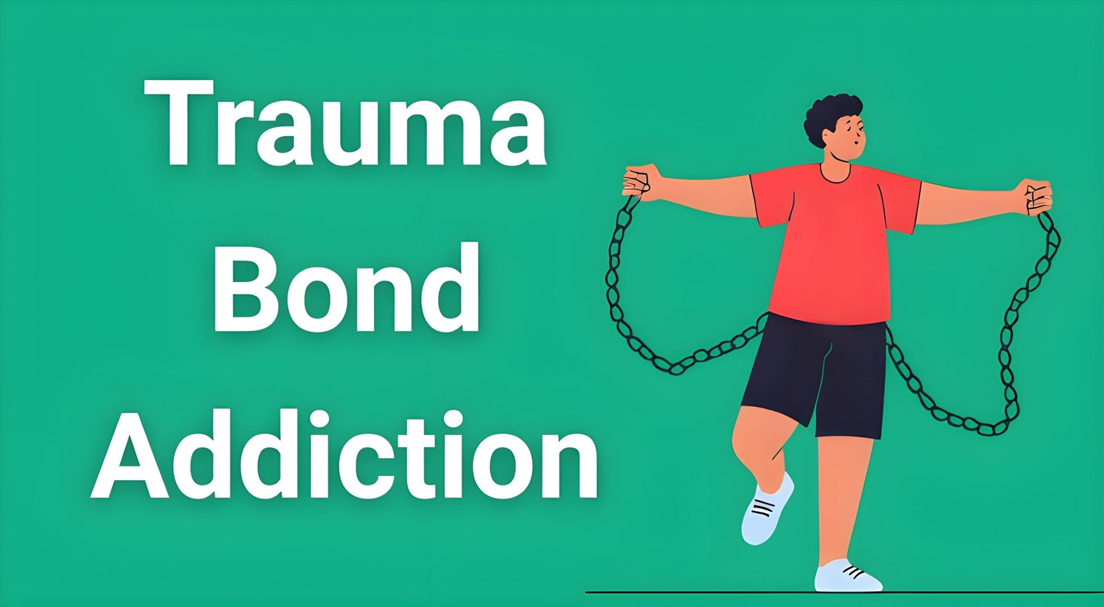 Person breaking free from invisible chains representing trauma bond addiction recovery