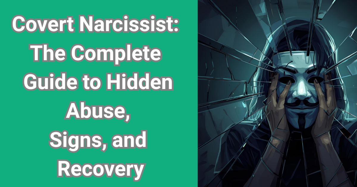 Person trapped behind a mask symbolizing covert narcissist hidden abuse and manipulation tactics used in toxic relationships