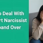 Woman looking exhausted sitting on couch dealing with emotional stress from covert narcissist husband