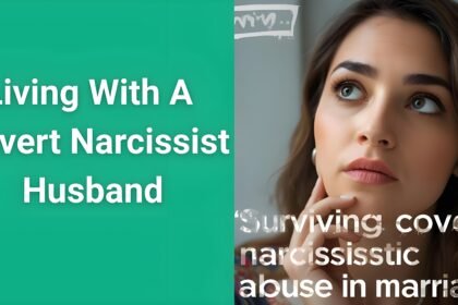 Woman looking thoughtful with overlay text about surviving covert narcissistic abuse in marriage