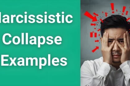 Person experiencing narcissistic collapse showing dramatic emotional breakdown with warning signs overlay text