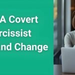 Woman wondering if her covert narcissist husband can change while reading expert analysis on her laptop