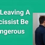 Person holding safety plan documents while looking at exit door, representing the dangerous process of leaving a narcissistic relationship safely