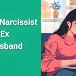 Woman reading article about covert narcissist ex husband signs on laptop, seeking healing and validation after divorce