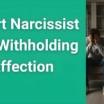 Sad man sitting alone while covert narcissist wife withholds affection and emotional intimacy in troubled marriage