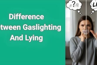 Split image showing confused woman questioning her memory versus woman recognizing lies - illustrating difference between gaslighting and lying