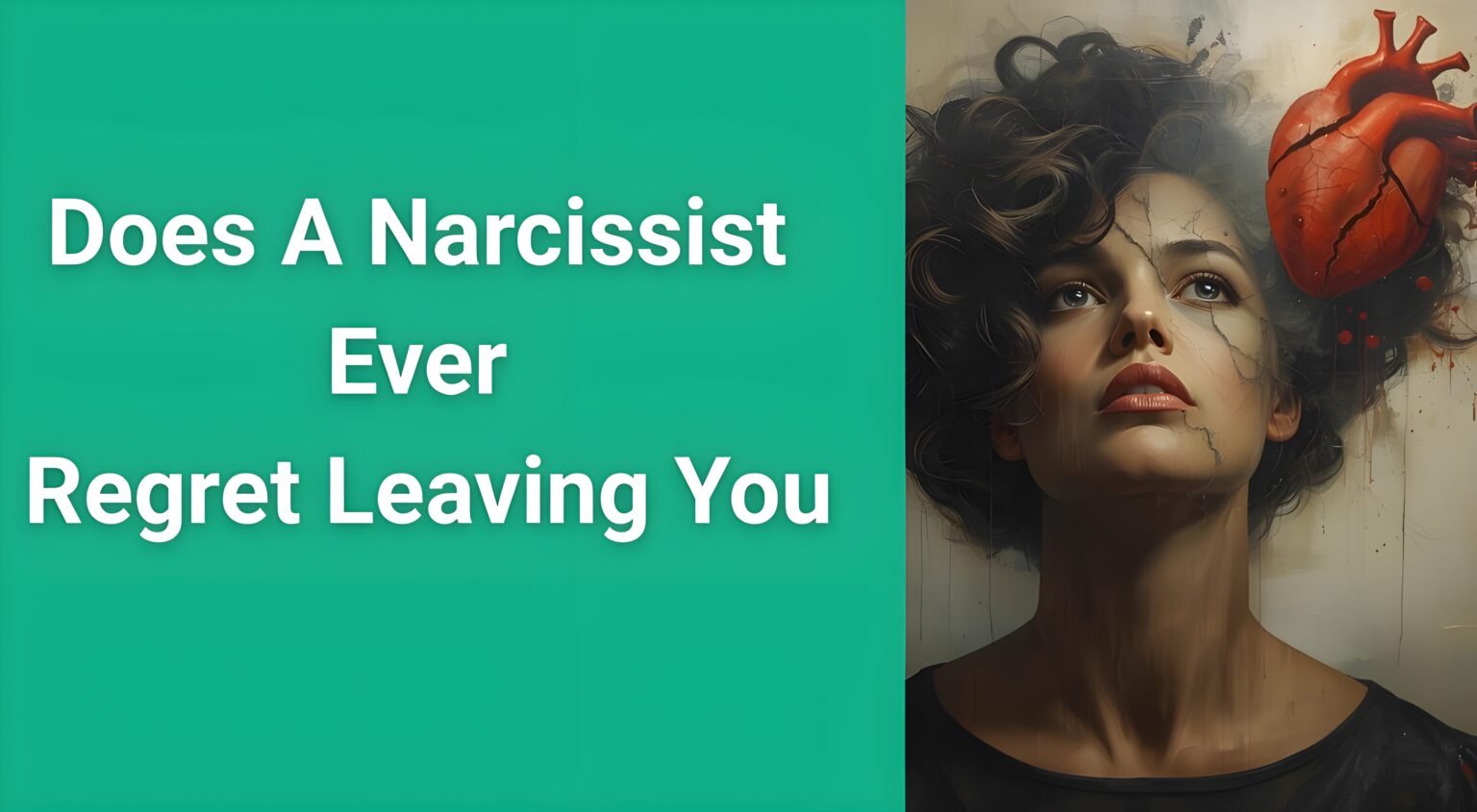 Woman looking thoughtful wondering does a narcissist ever regret leaving you with broken heart symbolism