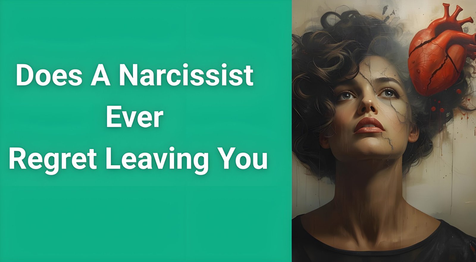 Woman looking thoughtful wondering does a narcissist ever regret leaving you with broken heart symbolism