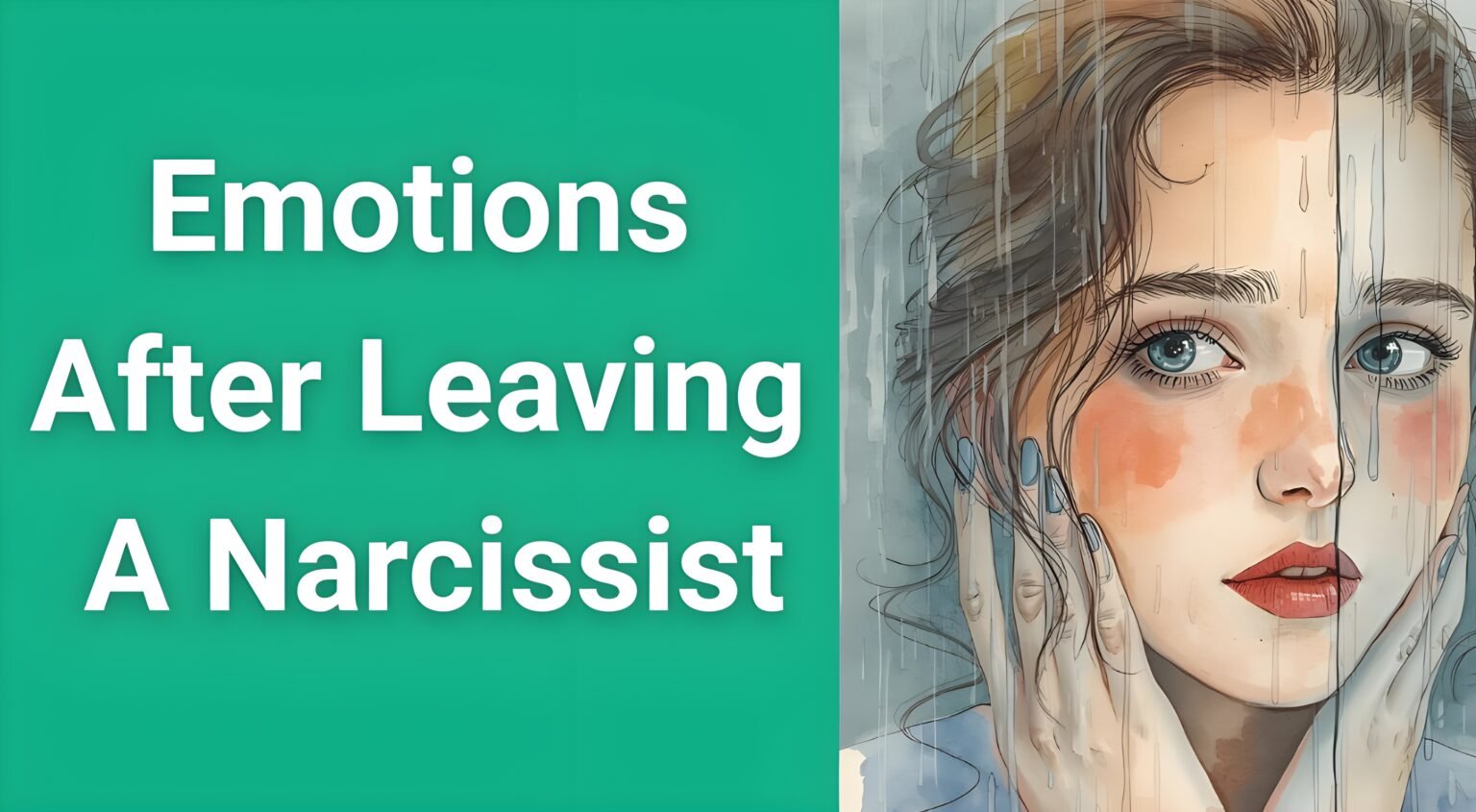 Woman experiencing mixed emotions after leaving narcissistic relationship, showing stages of recovery and healing