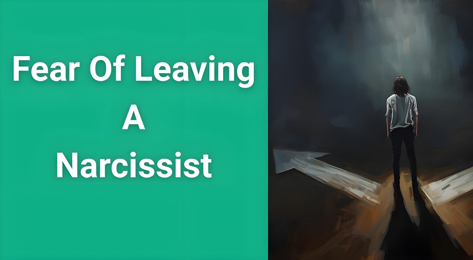 Person standing at crossroads feeling trapped, representing the fear of leaving a narcissistic relationship