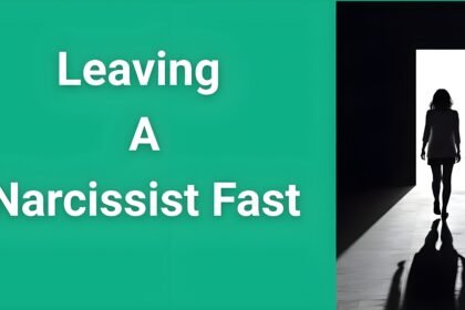 Person walking away from dark shadow toward bright doorway symbolizing leaving narcissistic relationship fast and safely